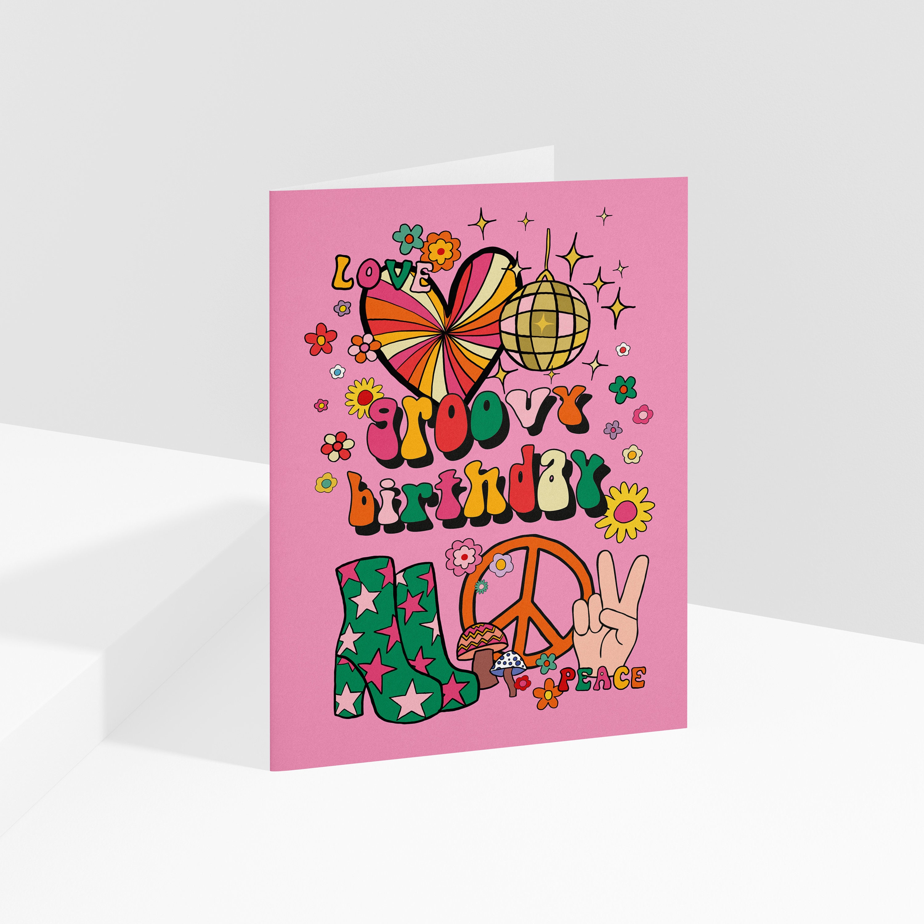 Groovy Birthday Greeting Card | Hippy 70's Disco | Psychedelic ...