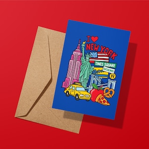 New York Themed Greeting Card | NYC USA Big Apple | Travel Destination | Statue of Liberty | Birthday | Anniversary | Gift