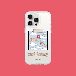 Not Today iPhone Case | Michelangelo Inspired | Hands of God and Adam | Middle Finger | Art | Funny | Sky Clouds
