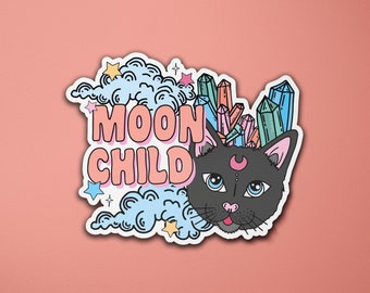 Maankind vinylsticker | Zwarte Kat | Kristallen Spiritueel | Laptopsticker | Bagagekoffersticker | Typografie | Citaatsticker