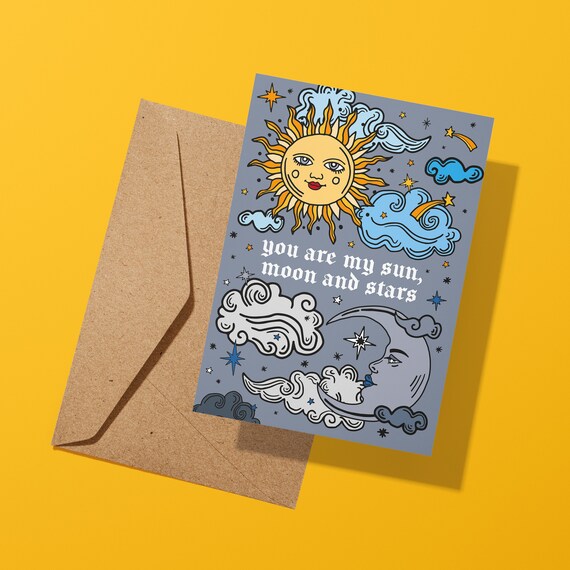 Sun, Moon & Stars - Love Greeting Card Sun, Moon & Stars - Love Greeting Card