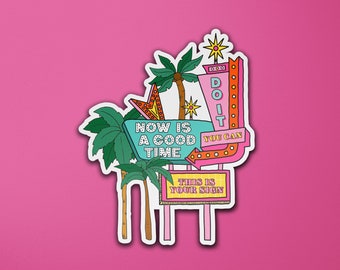 Retro Motel Sign Sticker | Encouragement | Palm Trees | Signs | Laptop Sticker | Luggage Suitcase Sticker