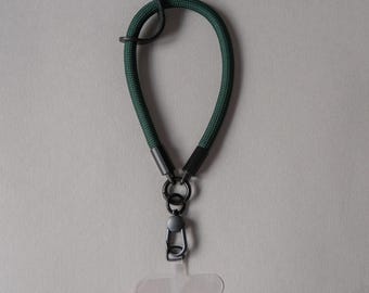 Bosgroene telefoonpolsband | Universeel | Touwkoordriem | Handsfree | Antidiefstal | Sleutelkoord voor mobiele telefoon