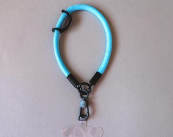 Blauwe telefoonpolsband | Universeel | Touwkoordriem | Handsfree | Antidiefstal | Sleutelkoord voor mobiele telefoon