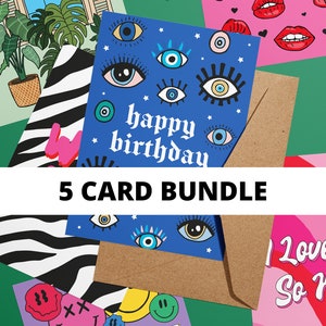 5 Greeting Card Bundle | Birthday Card | Anniversary Card | Celebration Card | Valentines Day Card | LGBTQ | New Home | Wedding |