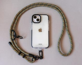 Verstellbarer Handygurt Gelb | Universelles Schlüsselband/Lanyard | Kordel Schnur Schlaufe | Umhängeband | Hände frei | Anti-Diebstahl