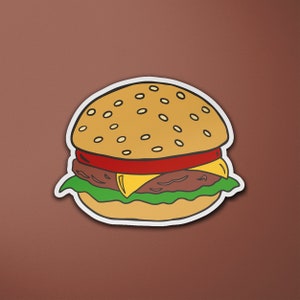 Burger Vinyl Sticker | Fast Food | Hamburger | Luggage Suitcase Sticker | Laptop Sticker