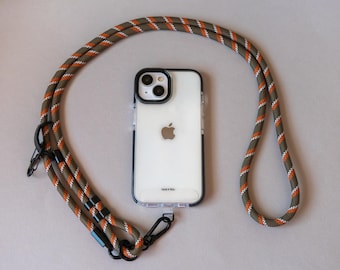 Khaki Grün Orange Verstellbarer Handygurt | Universelles Schlüsselband/Lanyard | Kordel Schnur Schlaufe | Umhängeband | Hände frei | Anti-Diebstahl
