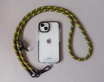 Kiwigroen verstelbaar telefoonbandje | Universeel crossbody-sleutelkoord | Touwkoordriem | Nekkoord | Handsfree | Anti-diefstal