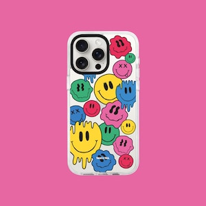 Be Happy iPhone Case | Trippy Drippy | Faces | Emoji | Bold Colourful | Rave | iPhone 11, 12, 13, 14, 15, 16, Pro, Plus, Pro Max