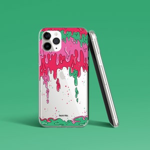 Slime Pink Rot Grün iPhone Hülle | Farbtropfen | Trippy