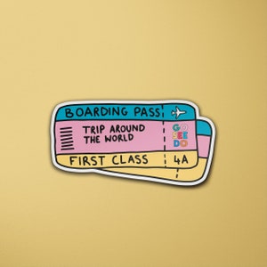 Boarding Pass Vinyl Sticker | Travel | First Class Ticket | Traveller | Luggage Sticker | Laptop Sticker