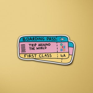 Bordkarte Vinyl Sticker | Reise | Erstklassiges Ticket | Traveller | Gepäckaufkleber | Laptop Sticker