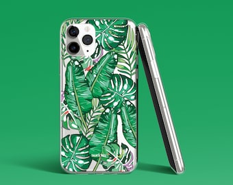 Tropical Summer iPhone Hülle | Bananenblatt | Monstera Blatt | Florale | Blattmuster | Grün