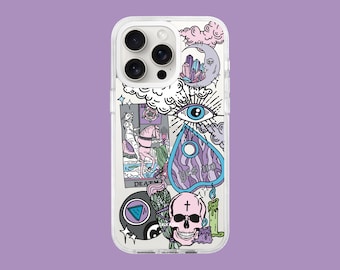Etui na iPhone'a z motywem czarownicy | Gotycka niebiańska czarownica | Tarot 8 Ball | Złe oko | Księżycowe gwiazdy | Do iPhone'a 17, 16, 15, 14, 13, 12, 11, Pro, Plus, Max