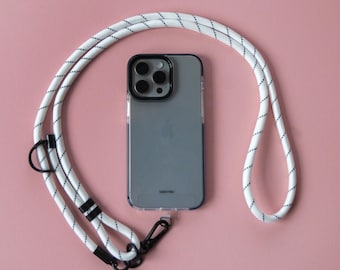 Verstellbarer Handyriemen aus Leder | Universelles Schlüsselband/Lanyard | Kordel Schnur Schlaufe | Umhängeband | Hände frei | Anti-Diebstahl