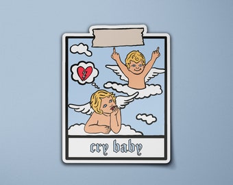 Cry Baby Cherubs Vinyl Sticker | Funny | Angels | Middle Finger | Laptop Sticker | Luggage Sticker | Quote Sticker