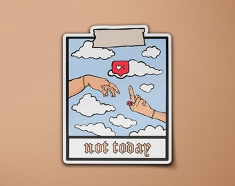Niet vandaag-vinylsticker | Middelvinger grappig | Laptopsticker | Bagagesticker: