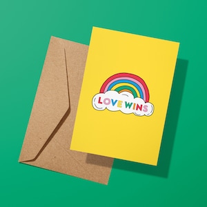 amor ganha LGBTQ+ Cartão Comemorativo | Cartão de casamento | saindo cartão comemorativo | Cartão de aniversário | Orgulho Gay | Lésbica | Trans | Amor é amor | Celebração