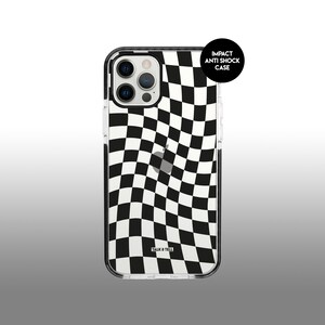 Genomskinligt rutigt iPhone-skal | Stötsäkert | Tåligt och starkt | Enfärgat | Stötsäkert | Lyxigt telefonskal | Rutigt