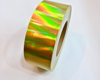 Gold Rainbow Holographic Vinyl Tape, Self Adhesives, 150 feet roll, Choose your size