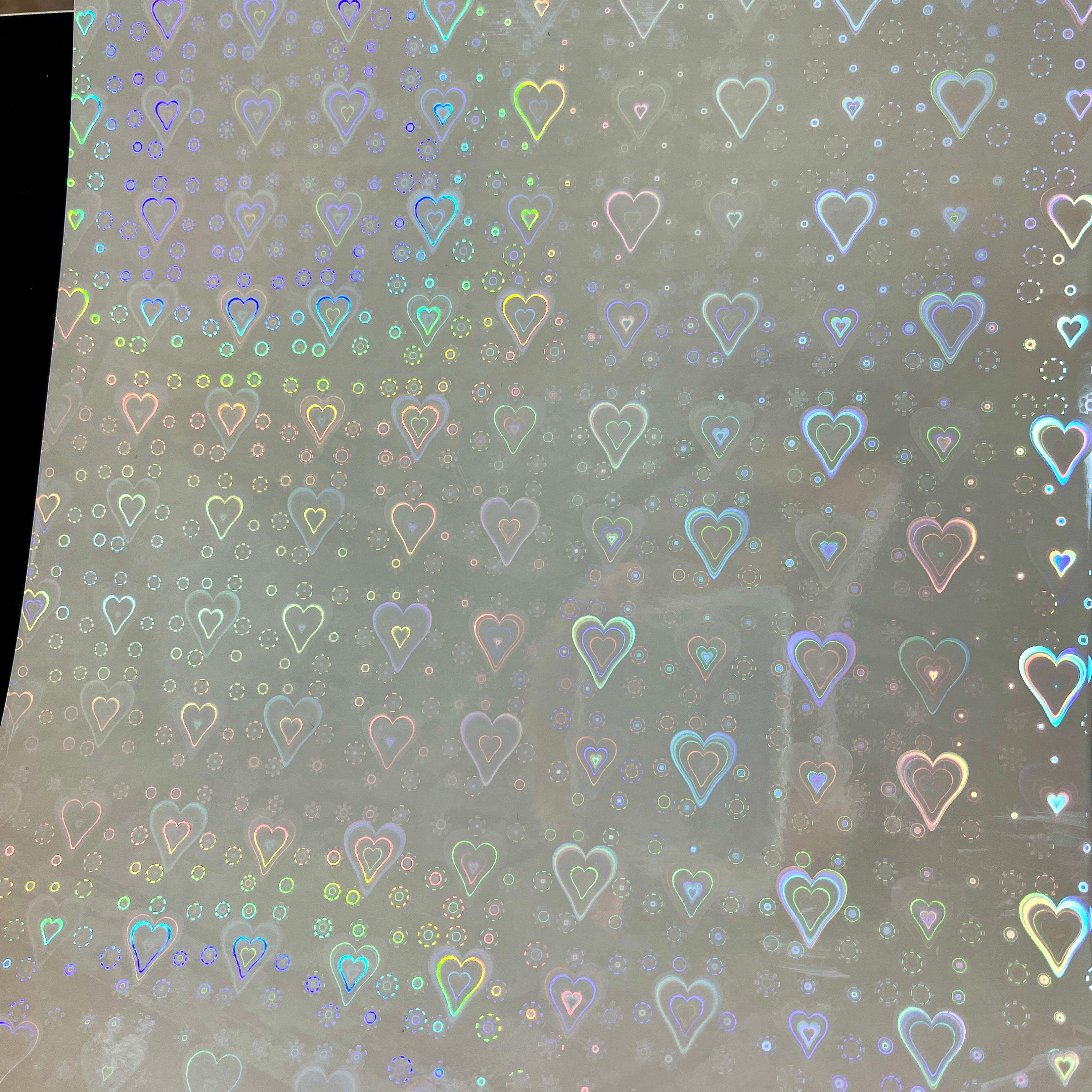 Heart Transparent Self Adhesive Holographic Film | Choose Your Quantity or  Pattern 