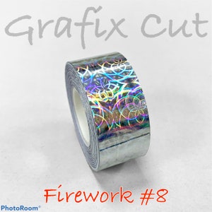 シルバー ファイヤーワーク #8 ホログラフィック テープ、サイズをお選びください、HoloFirework