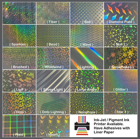 Silver holographic sticker inkjet printable sheet set, self-adhesive with  liner paper - etsy