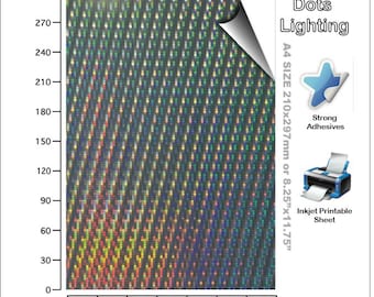 Rainbow Holographic Vinyl Stickers, Inkjet Printable Decals (A4/A5 Size)-Dots Lighting