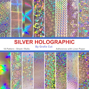 Voorbeeldset zilveren holografische film, 15 vel (15 verschillende patronen)