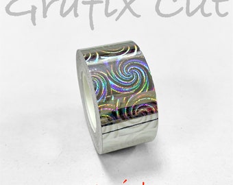 Silver Swirl Holographic Tape, Choose your size, HoloSwirl