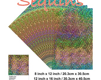 Silver Sequins Holographic Film, With Adhesives, 8”x12” / 12” x 16” Sheet