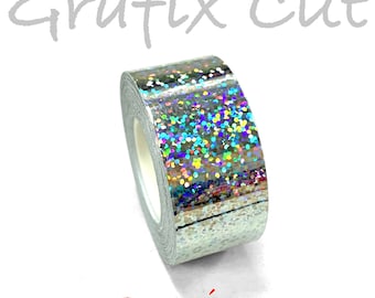 Silver Sequins Holographic Tape, Choose your Size, HoloGlitter