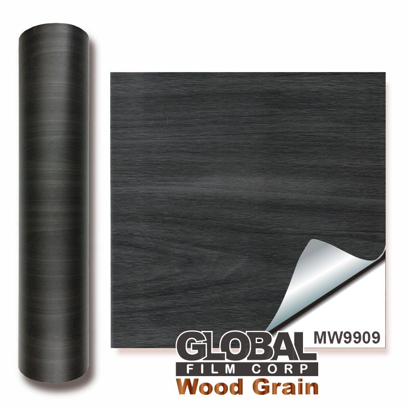 24" x 10 feet Gloss Black Wood GW5001 Wood Grain adhesives Vinyl