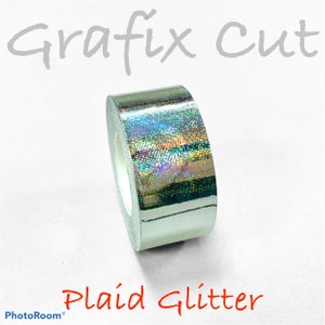シルバー チェック グリッター ホログラフィック テープ、サイズをお選びください、HoloPlaidGlitter