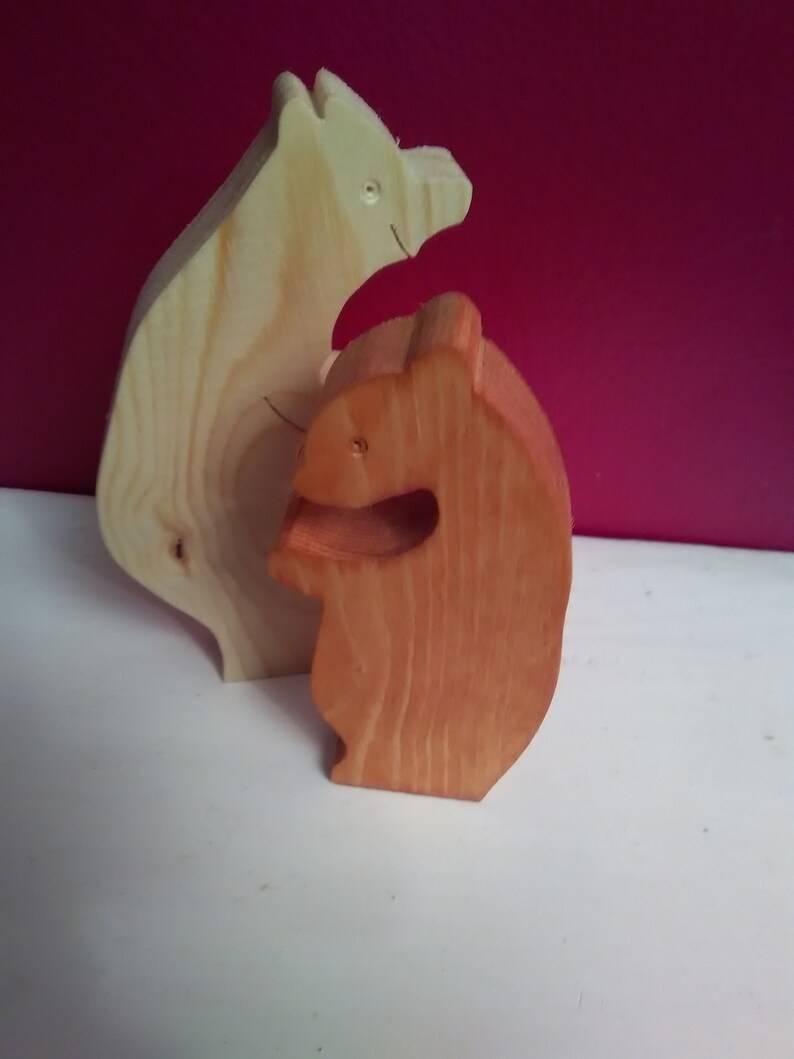 Wooden bears two bears hugging wooden animal wooden gifts Etsy