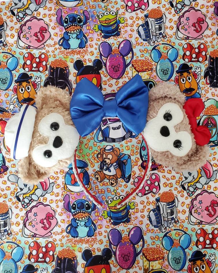 New Tokyo Disney Duffy ShellieMay Bear Ear Bows Costume Plush Headband 