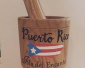 Puerto Rico Wood Mortar Pestle tall 5 39 39 1 2