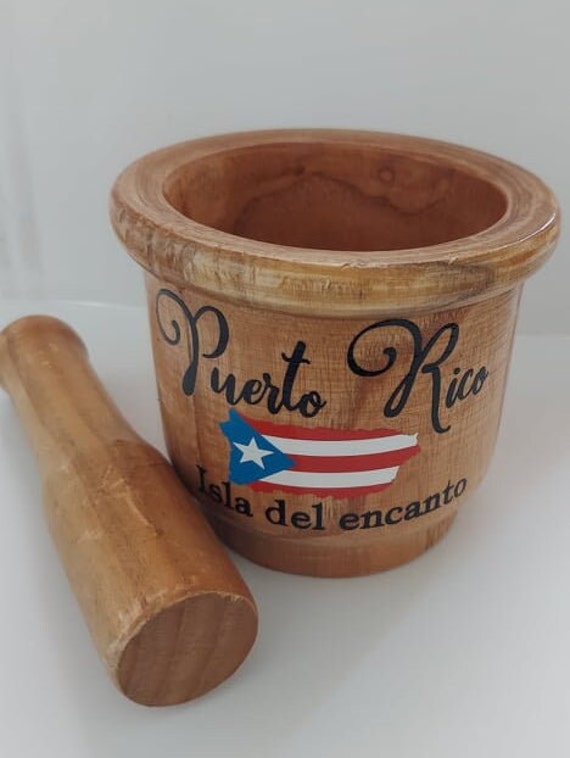 PUERTO RICO Wood Mortar and Pestle Flag Decoration Hand Etsy