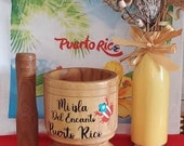 Puerto Rico Wood Mortar Pestle tall 6 39 39 Depth 4 39 39 Width 5 quot coqui Flag and Decorations hand painted