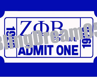 Instant Download - Zeta Phi Beta Sorority Admit One Ticket SVG file Cut cutting File, svg files Cricut Silhouette