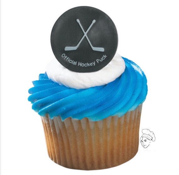 24 Hockey Cupcake Toppers Hockey Party Sports Theme Party Etsy
