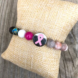 Breast Cancer Bead Bracelet