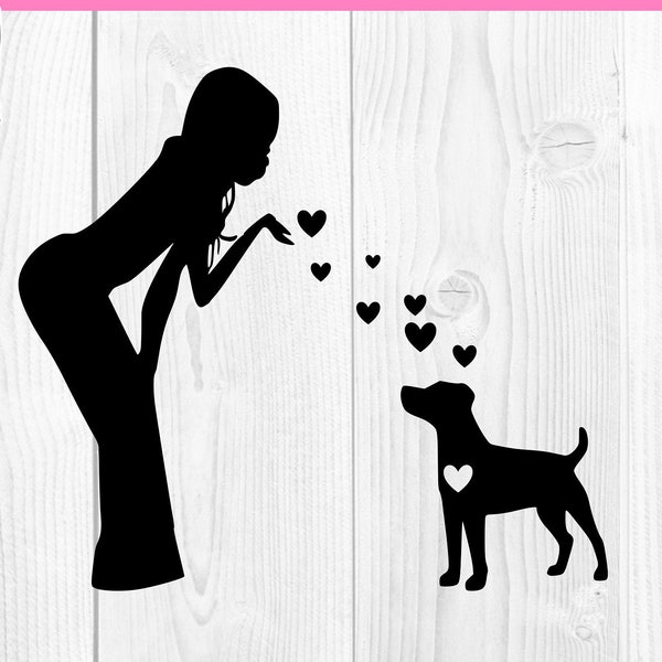 Blowing kisses - pitbull dog sitting svg / dxf