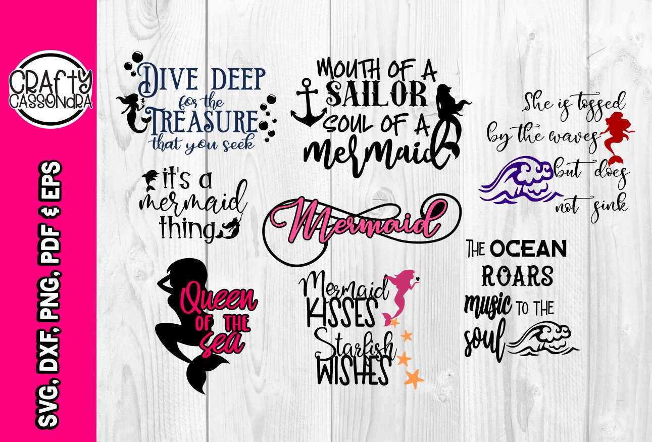Download Mermaid Svg Dxf File Bundle Etsy