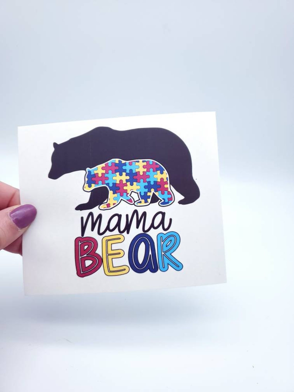 Autism awareness Mama bear puzzle pieces | Etsy
