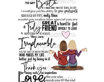 Cita de mejores amigas de PNG: A mi mejor amiga, si pudiera darte una cosa en la vida. Un verdadero gran amigo es difícil de encontrar, difícil de dejar e imposible.