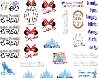 Disney Princess Theme Bachelorette Party Temporary Tattoos- w/ FREE party print instructions