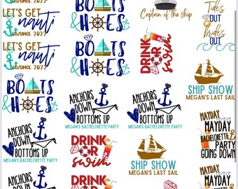 Nautical Theme Bachelorette Party Temporary Tattoos- Custom w/ FREE party print instructions