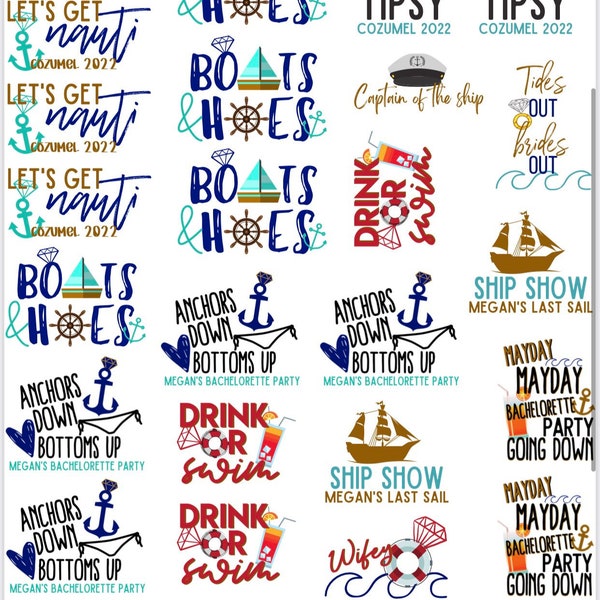 Nautical Theme Bachelorette Party Temporary Tattoos- Custom w/ FREE party print instructions